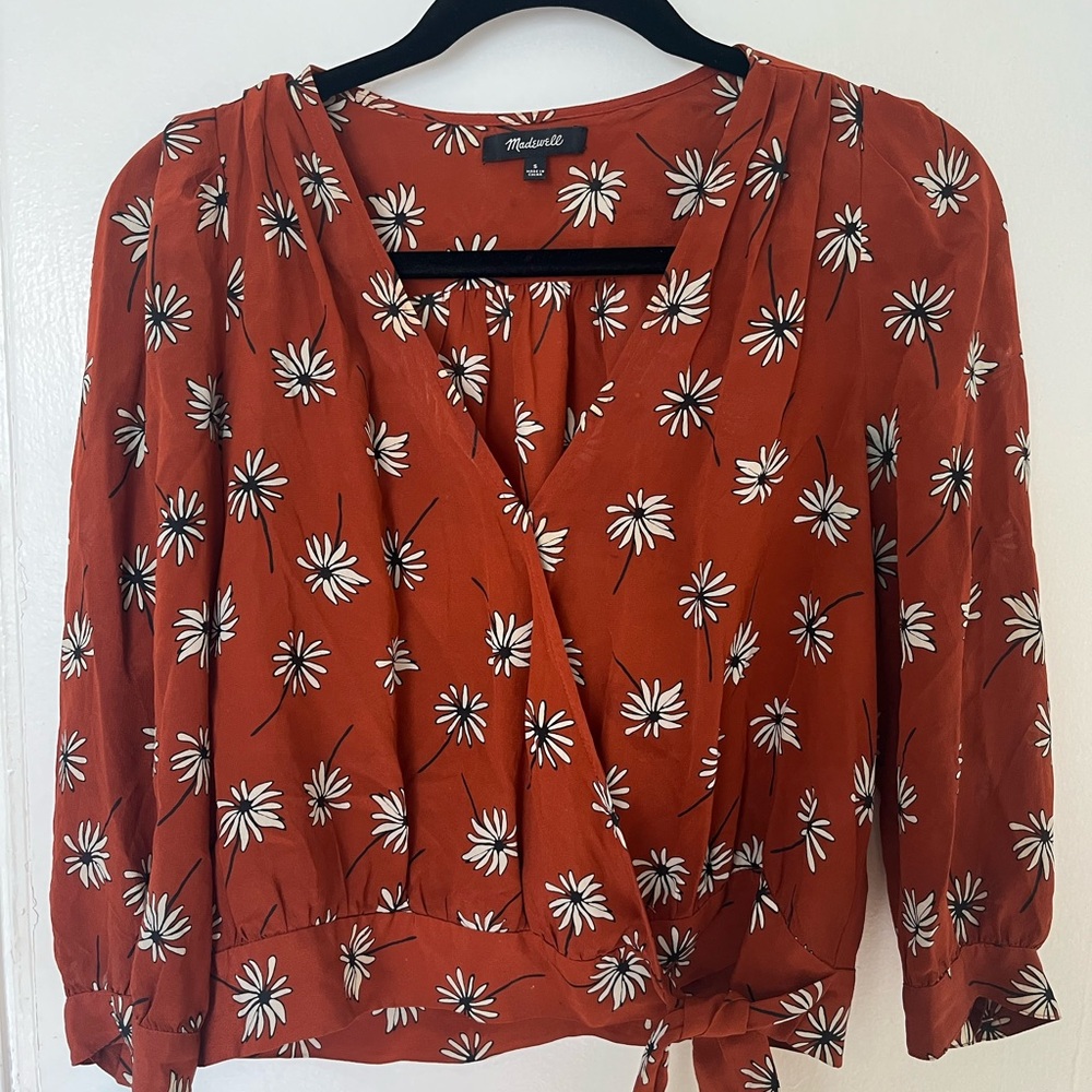 Women's Floral Silk Wrap - Rust